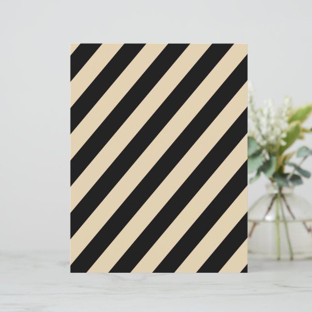 Papel Scrapbook Listras Diagonais Preto e Bege (Em pé/Frente)