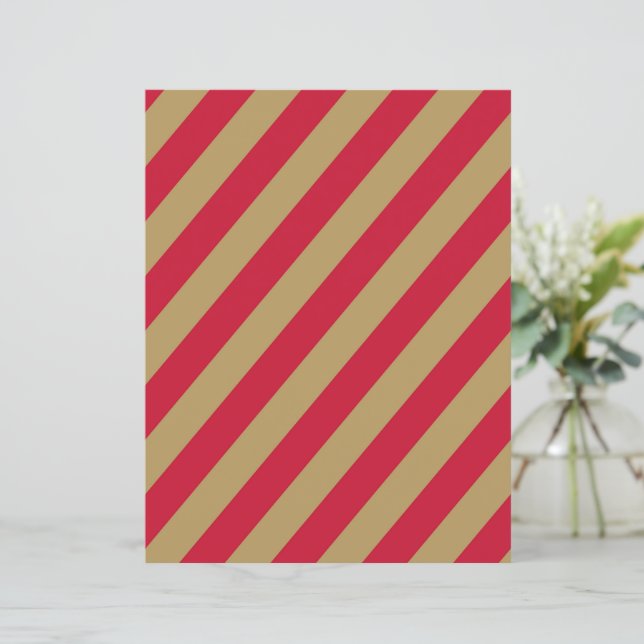 Papel Scrapbook Listras Diagonais Vermelho e Bege (Em pé/Frente)