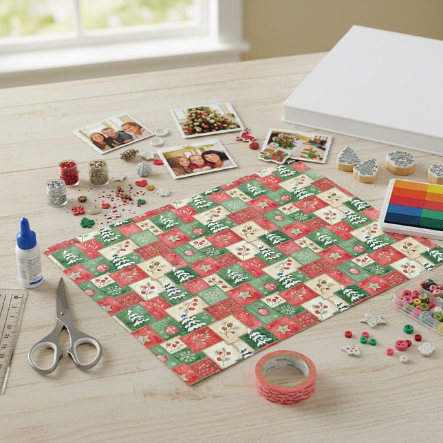 Papel scrapbook natalino patchwork country (Criador carregado)