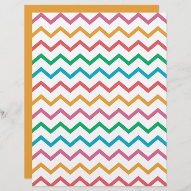 Papel Scrapbook Padrão Zig Zag Chevron (Frente/Verso)