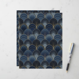 Papel Scrapbook para Deco de Arte Azul e Dourada