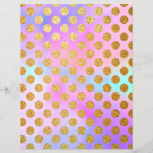 Papel Scrapbook Pastel Dourado para Bolinhas brilh