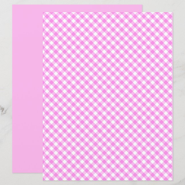 Papel Scrapbook Pinky Pink Gingham (Frente/Verso)