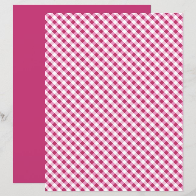 Papel Scrapbook Red Gingham (Frente/Verso)