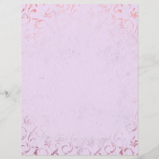 Papel Scrapbook Rosa e Rosa Dourado (Frente)