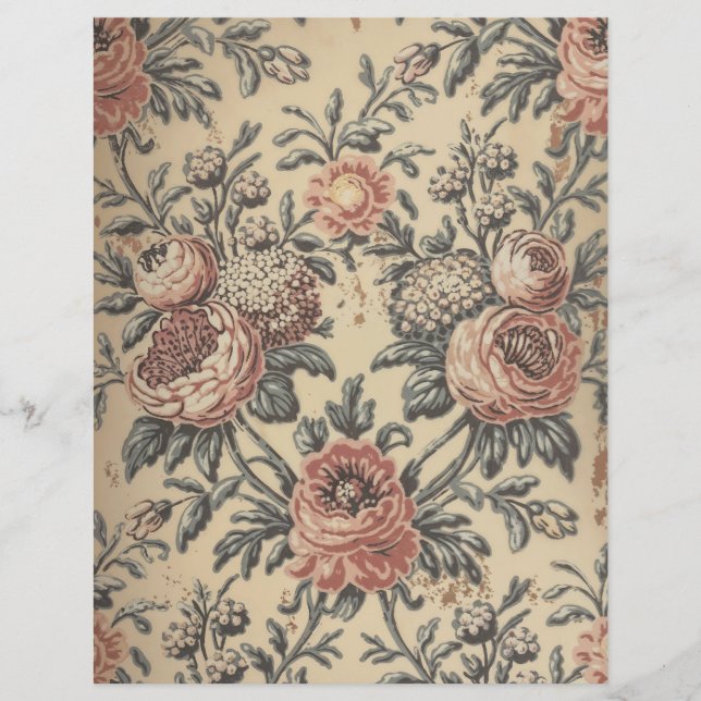 Papel scrapbook rosa vintage shabby chic (Frente)