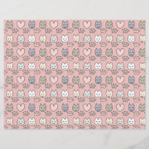 Papel Scrapbook Rosto de Gato Rosa Pastel Kawaii 8
