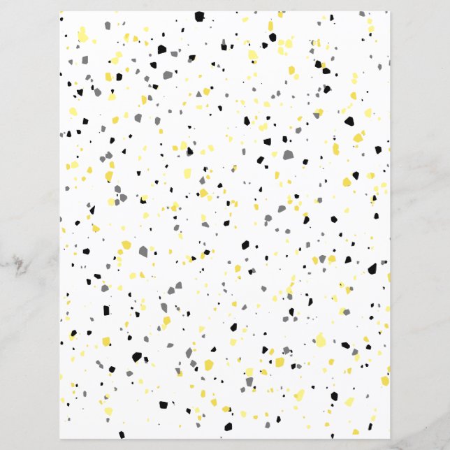 Papel Scrapbook Tiny Terrazzo, Cinza Amarelo Moder (Frente)