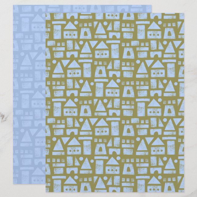 Papel Scrapbook Verde Castelo de Areia (Frente/Verso)