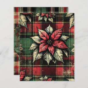 Papel Scrapbook Xadrez Grungy Poinsettia