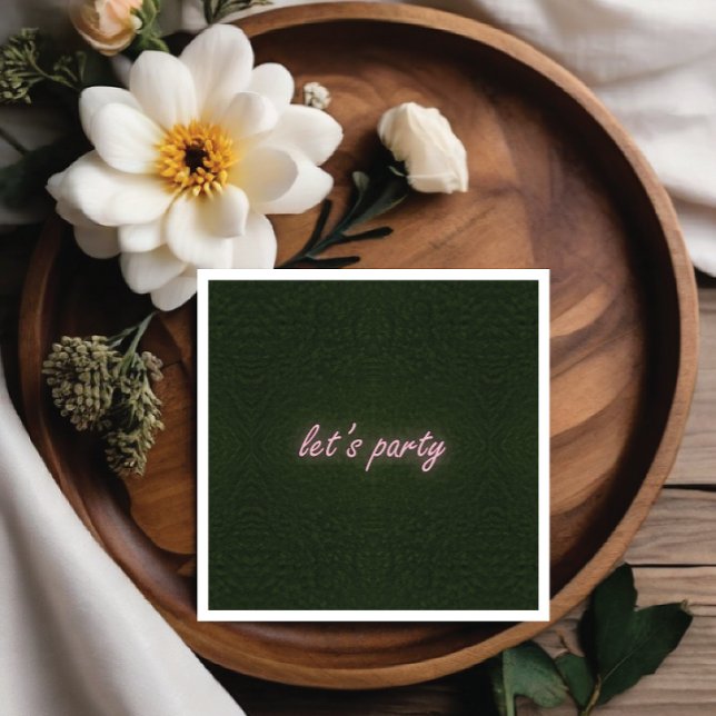 Papel Sinais de Festa Neon no guardanapo de Fundo Grass (Neon Party Sign on Grass Background Napkin )