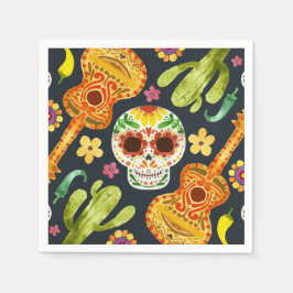 Papel Sugar Skull e Guitars Dia de Muertos | Guardanapo
