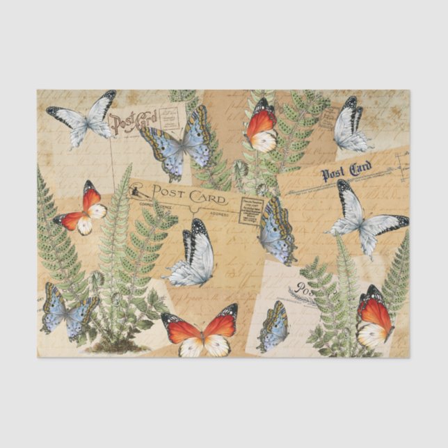 Papel Tecido Butterflies & Ferns (Frente )