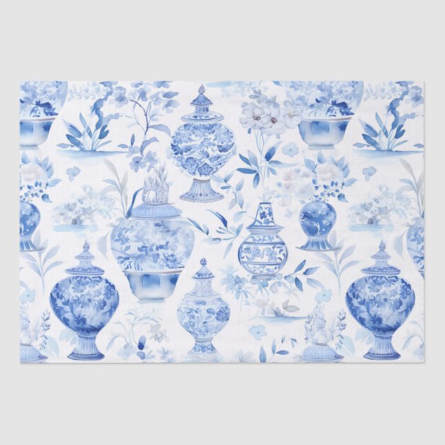 Papel Tecido Chinoiserie Azul (Frente )
