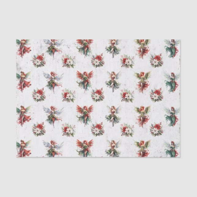 Papel Tecido das Faiarias e Poinsettias de Natal (Frente )