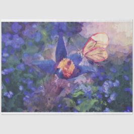 Papel Tecido de Decoupage das Flores de Borboleta