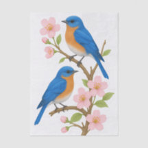 Papel Tecido de Decoupage de Bluebird e Blossomas