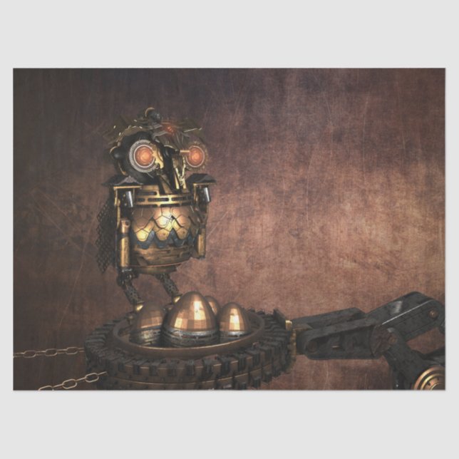 Papel Tecido de Decoupage de Coruja Steampunk (Frente )