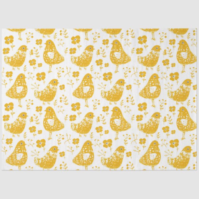 Papel Tecido de Decoupage de Galinhas de Arte Folh (Frente )