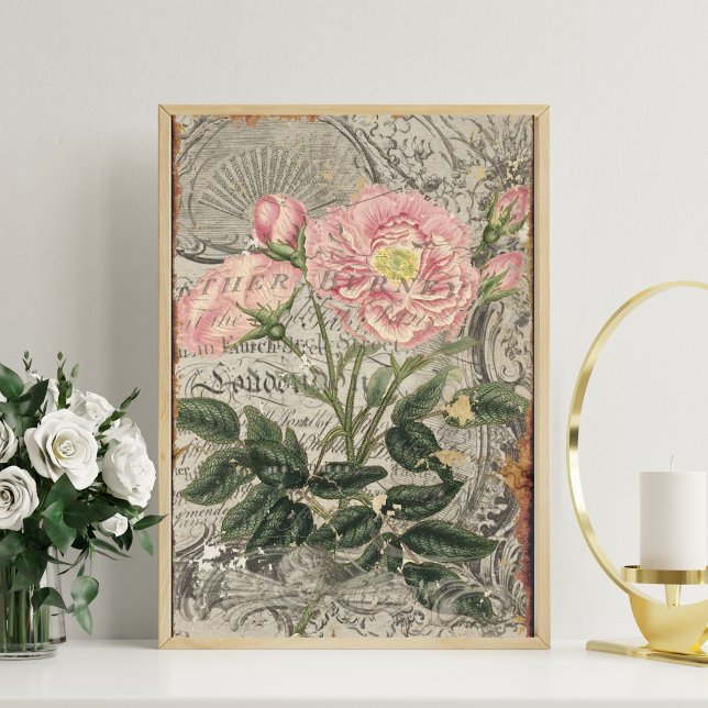 Papel Tecido De Decoupage De Rosa De Pó Cremoso (Criador carregado)