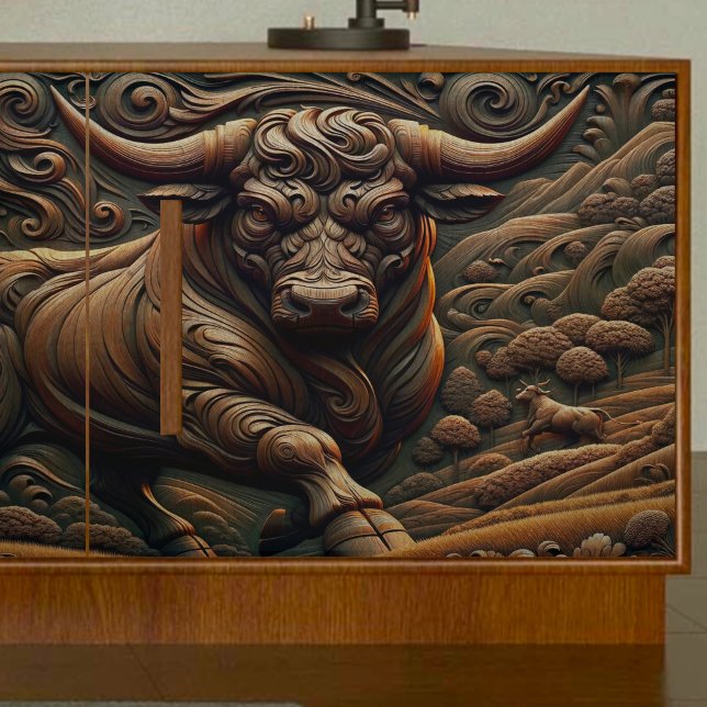 Papel Tecido de Decoupage do Bull em Madeira (Criador carregado)