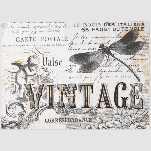 Papel Tecido de Decoupage - Dragonfly (Frente )