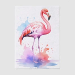Papel Tecido de Decoupage Flamingo Watercolor Vibr