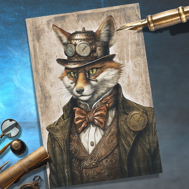 Papel Tecido de Decoupage Fox 1 Steampunk (Criador carregado)