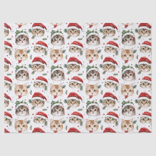 Papel Tecido de Gato de Natal (Frente )