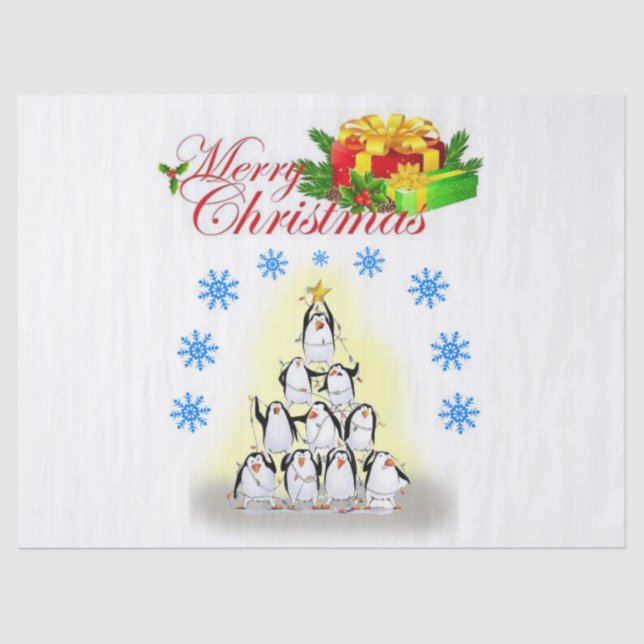 Papel Tecido de Natal, Feliz Natal, Pinguim (Frente )