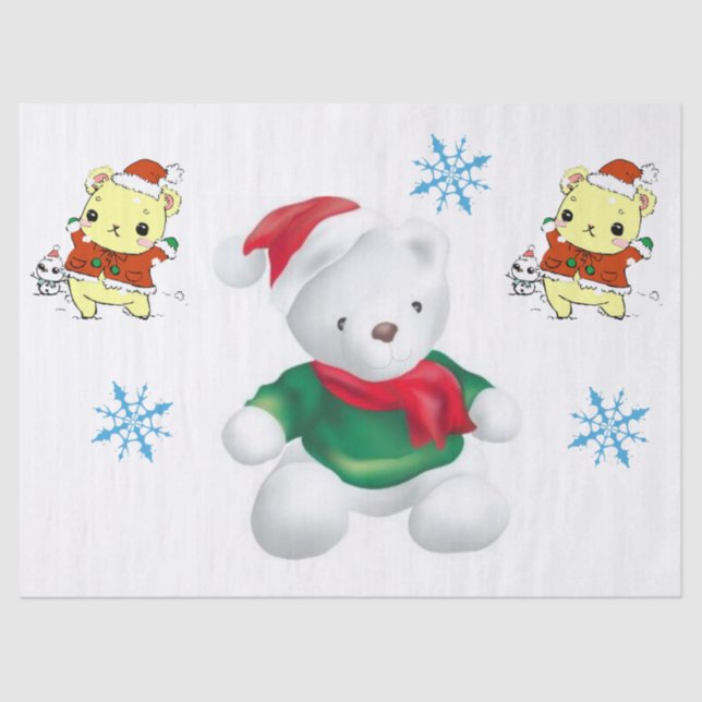 Papel Tecido de Natal, Urso de Teddy (Frente )