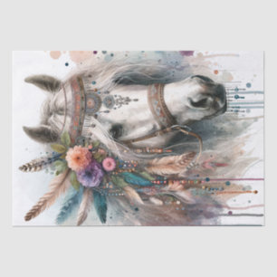 Papel Tecido de Pena Floral de Boho Watercolor