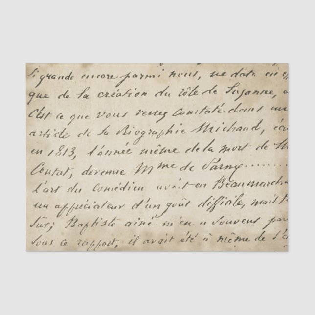 Papel Tecido de Vintage - Script francês envelheci (Frente )