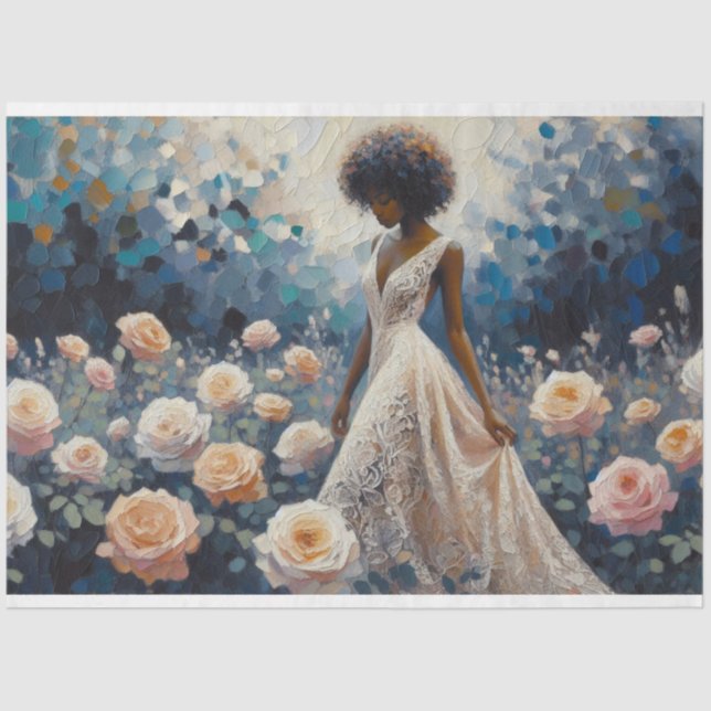 Papel Tecido Desenho Dama De Rosa Design (Frente )