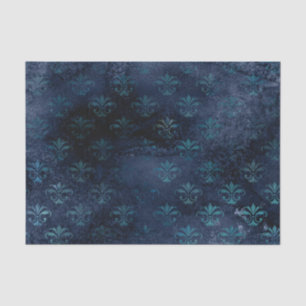 Papel Tecido Gótico Vitoriano Azul Damasco, Elegan