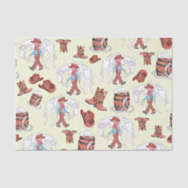 Papel Tecido Jovem Vaqueiro e Cavalo