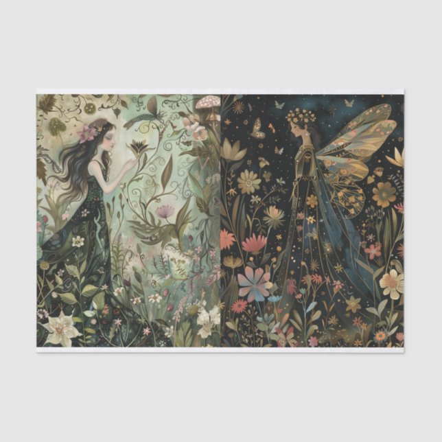 Papel Tecido para Decoupage Dia/Noite de Fairies (Frente )