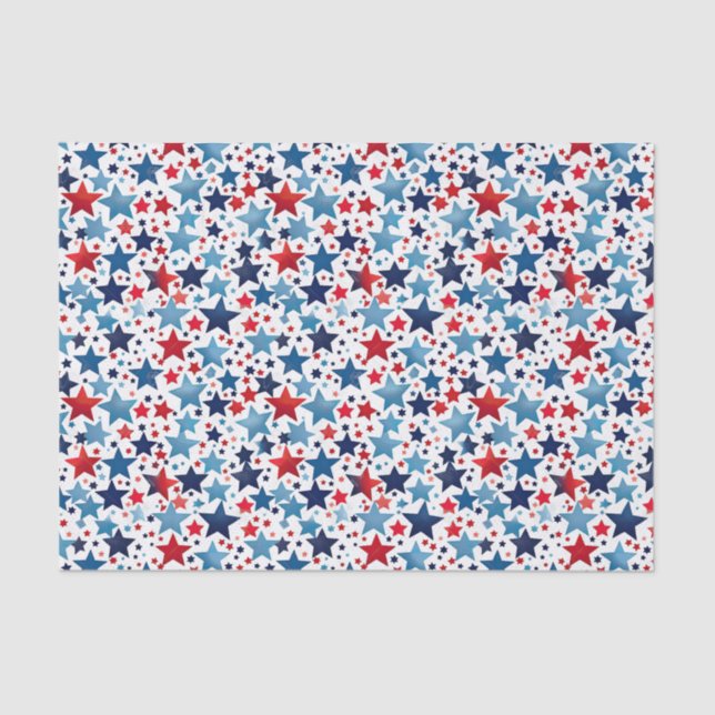 Papel Tecido Patriótico Vermelho e Azul Estrelas (Frente )