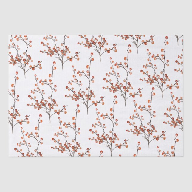 Papel Tecido Red Ilex Berry Branch (Frente )