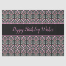 Papel Tecido rico Com Felizes Desejos De Aniversár