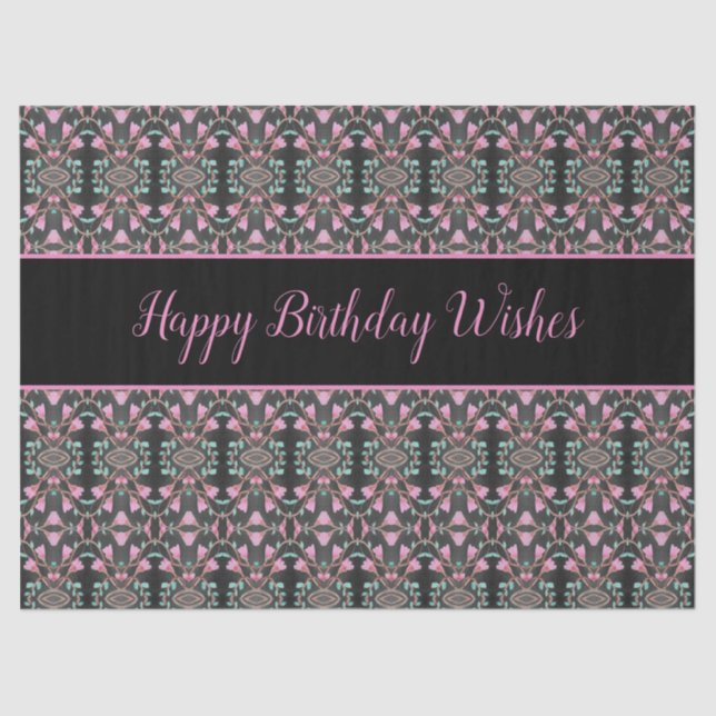 Papel Tecido rico Com Felizes Desejos De Aniversár (Frente )