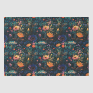 Papel Tecido Secundário De Algodão Floral Escuro