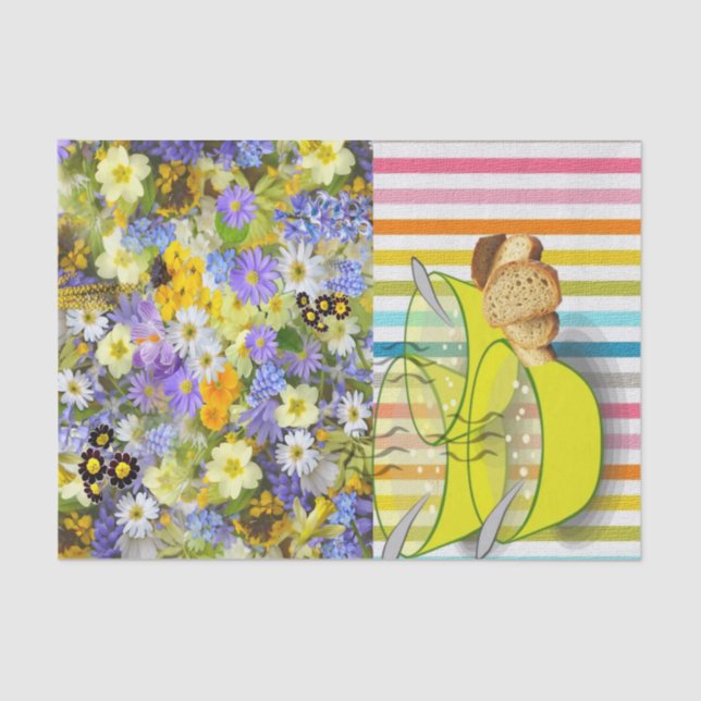 Papel Tecido Stripes Sopa Floral (Frente )