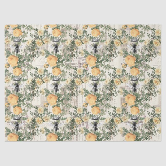 Papel Tecido Vintage Honey Bee Series Design 13 (Frente )