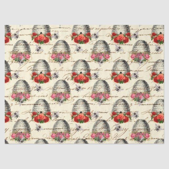 Papel Tecido Vintage Honey Bee Series Design 8 (Frente )