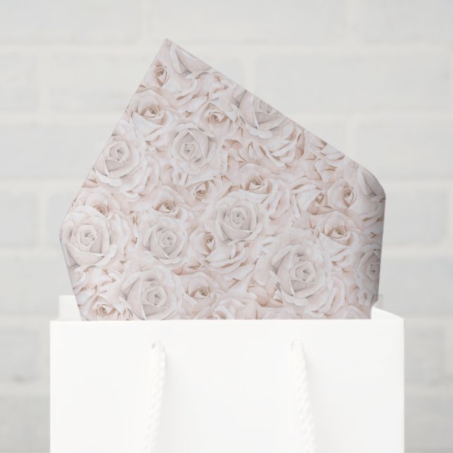 Papel Tecido Vintage White Roses (Sacola de presentes)