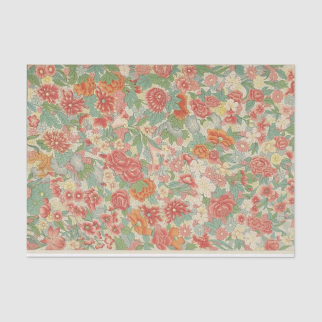Papel Tecido William Morris Floral Laranja (Frente )