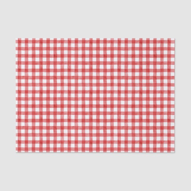Papel Tecidual Gingham, de Cor Vermelha (Frente )