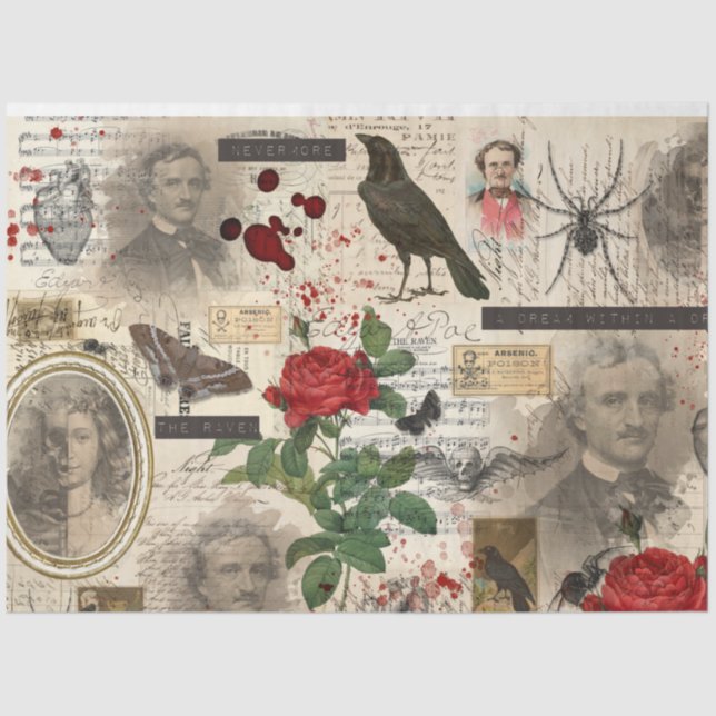 Papel Tecidual sobre Morte e Ephemera no Poe Hallo (Frente )