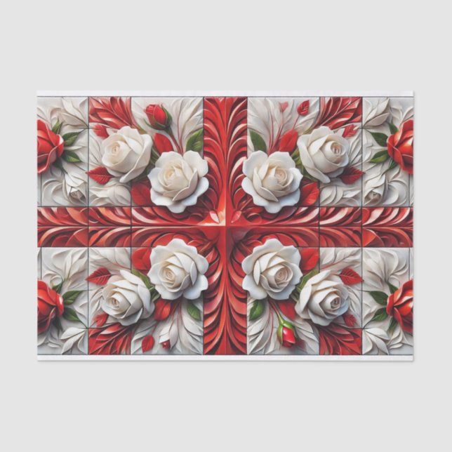 Papel tecidular com design de Rosas Ingleses (Frente )